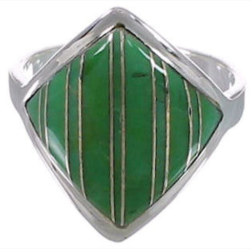 Turquoise Inlay Authentic Sterling Silver Ring Size 7-3/4 UX34336